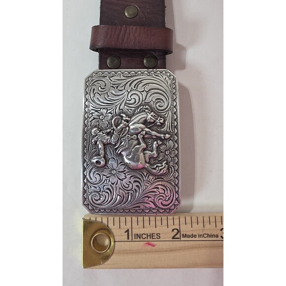 Nocona Western Brown Leather Belt Rodeo Cowboy Removeable Buckle 36” Waist - Picture 10 of 11